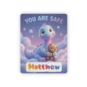 You Are Safe Dinosaur 30‑Piece Kids Puzzle — Personalized Name Option